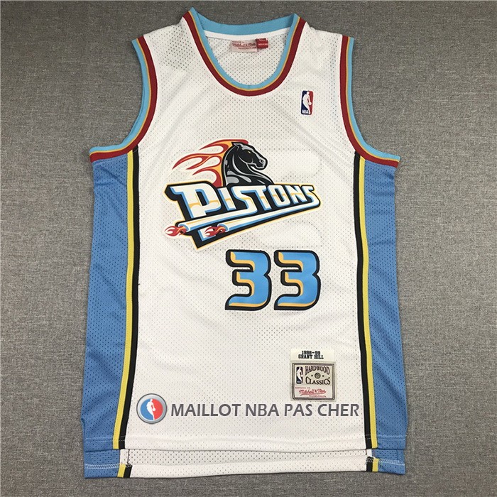 Maillot Detroit Pistons Grant Hill NO 33 Mitchell & Ness 1998-99 Blanc